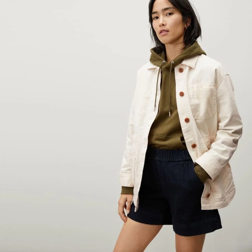 Everlane Canvas Cinchable Chore Jacket- Ivory/Bone